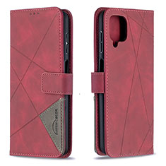 Leather Case Stands Flip Cover Holder B08F for Samsung Galaxy A12 5G Red