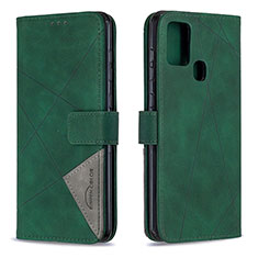 Leather Case Stands Flip Cover Holder B08F for Samsung Galaxy A21s Green