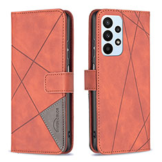 Leather Case Stands Flip Cover Holder B08F for Samsung Galaxy A23 4G Orange