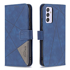 Leather Case Stands Flip Cover Holder B08F for Samsung Galaxy A24 4G Blue