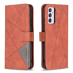 Leather Case Stands Flip Cover Holder B08F for Samsung Galaxy A24 4G Orange