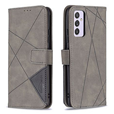 Leather Case Stands Flip Cover Holder B08F for Samsung Galaxy A54 5G Gray