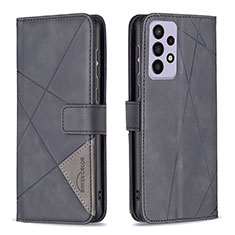 Leather Case Stands Flip Cover Holder B08F for Samsung Galaxy A73 5G Black