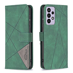 Leather Case Stands Flip Cover Holder B08F for Samsung Galaxy A73 5G Green