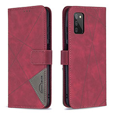 Leather Case Stands Flip Cover Holder B08F for Samsung Galaxy F02S SM-E025F Red