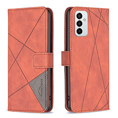 Leather Case Stands Flip Cover Holder B08F for Samsung Galaxy F23 5G Orange