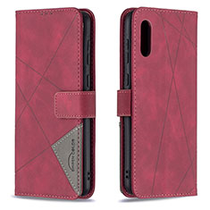 Leather Case Stands Flip Cover Holder B08F for Samsung Galaxy M02 Red