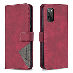 Leather Case Stands Flip Cover Holder B08F for Samsung Galaxy M02s Red