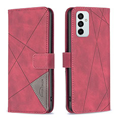 Leather Case Stands Flip Cover Holder B08F for Samsung Galaxy M23 5G Red