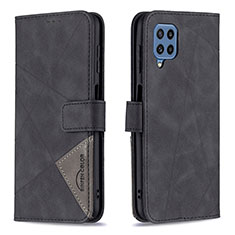 Leather Case Stands Flip Cover Holder B08F for Samsung Galaxy M32 4G Black