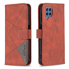 Leather Case Stands Flip Cover Holder B08F for Samsung Galaxy M32 4G Orange