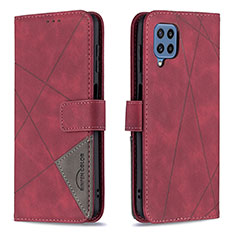 Leather Case Stands Flip Cover Holder B08F for Samsung Galaxy M32 4G Red