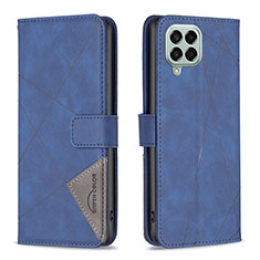 Leather Case Stands Flip Cover Holder B08F for Samsung Galaxy M33 5G Blue