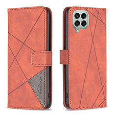 Leather Case Stands Flip Cover Holder B08F for Samsung Galaxy M33 5G Orange