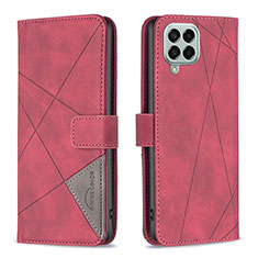 Leather Case Stands Flip Cover Holder B08F for Samsung Galaxy M33 5G Red