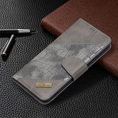 Leather Case Stands Flip Cover Holder B08F for Samsung Galaxy S21 FE 5G Gray