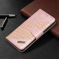 Leather Case Stands Flip Cover Holder B08F for Samsung Galaxy S21 FE 5G Pink
