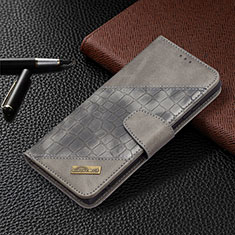 Leather Case Stands Flip Cover Holder B08F for Samsung Galaxy S23 Ultra 5G Gray