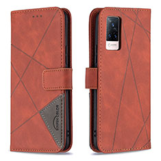 Leather Case Stands Flip Cover Holder B08F for Vivo V21 5G Orange