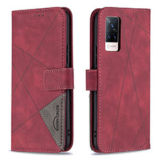 Leather Case Stands Flip Cover Holder B08F for Vivo V21 5G Red