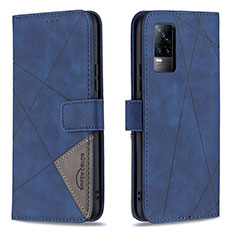 Leather Case Stands Flip Cover Holder B08F for Vivo V21e 4G Blue