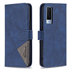 Leather Case Stands Flip Cover Holder B08F for Vivo V21e 5G Blue