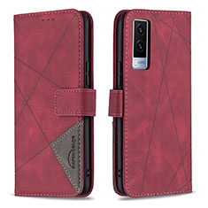 Leather Case Stands Flip Cover Holder B08F for Vivo V21e 5G Red