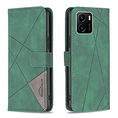 Leather Case Stands Flip Cover Holder B08F for Vivo Y10 Green