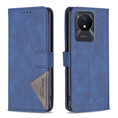 Leather Case Stands Flip Cover Holder B08F for Vivo Y11 (2023) Blue