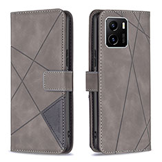 Leather Case Stands Flip Cover Holder B08F for Vivo Y15A Gray