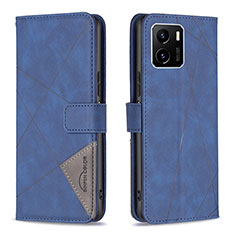 Leather Case Stands Flip Cover Holder B08F for Vivo Y15S Blue