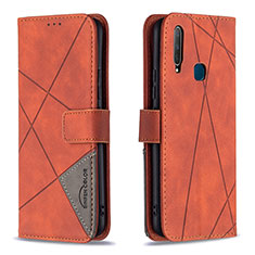 Leather Case Stands Flip Cover Holder B08F for Vivo Y3 Orange