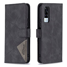 Leather Case Stands Flip Cover Holder B08F for Vivo Y31 (2021) Black