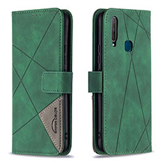 Leather Case Stands Flip Cover Holder B08F for Vivo Y3s Green