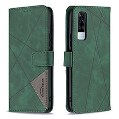 Leather Case Stands Flip Cover Holder B08F for Vivo Y51A Green