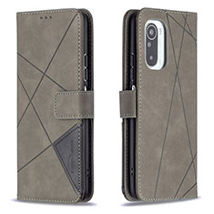 Leather Case Stands Flip Cover Holder B08F for Xiaomi Mi 11i 5G Gray