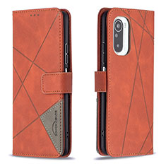 Leather Case Stands Flip Cover Holder B08F for Xiaomi Mi 11i 5G Orange