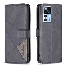 Leather Case Stands Flip Cover Holder B08F for Xiaomi Mi 12T 5G Black