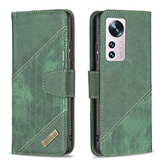 Leather Case Stands Flip Cover Holder B08F for Xiaomi Mi 12X 5G Green