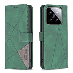 Leather Case Stands Flip Cover Holder B08F for Xiaomi Mi 14 5G Green