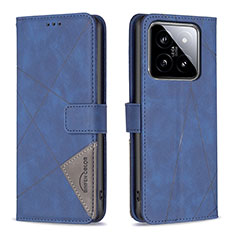 Leather Case Stands Flip Cover Holder B08F for Xiaomi Mi 14 Pro 5G Blue