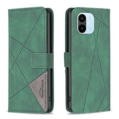 Leather Case Stands Flip Cover Holder B08F for Xiaomi Poco C50 Green