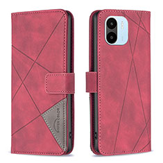 Leather Case Stands Flip Cover Holder B08F for Xiaomi Poco C50 Red