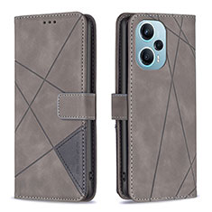 Leather Case Stands Flip Cover Holder B08F for Xiaomi Poco F5 5G Gray