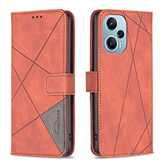 Leather Case Stands Flip Cover Holder B08F for Xiaomi Poco F5 5G Orange