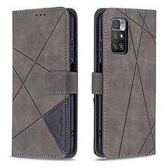 Leather Case Stands Flip Cover Holder B08F for Xiaomi Redmi 10 (2022) Gray