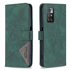 Leather Case Stands Flip Cover Holder B08F for Xiaomi Redmi 10 (2022) Green