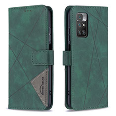 Leather Case Stands Flip Cover Holder B08F for Xiaomi Redmi 10 4G Green