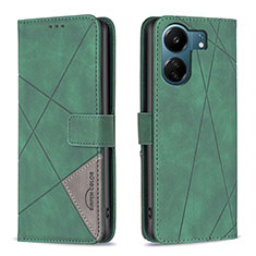 Leather Case Stands Flip Cover Holder B08F for Xiaomi Redmi 13C Green