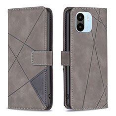 Leather Case Stands Flip Cover Holder B08F for Xiaomi Redmi A2 Plus Gray